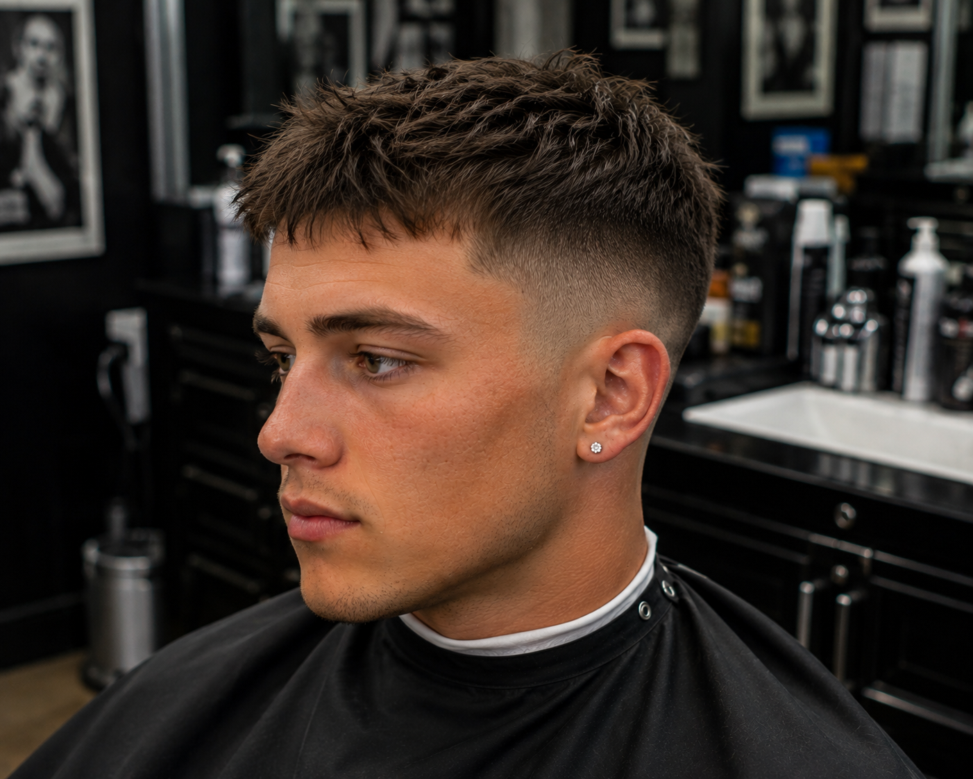 High fade with textured fringe